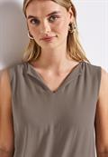 Top mit Split Neck dark tumbled beige