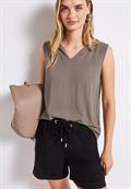 Top mit Split Neck dark tumbled beige
