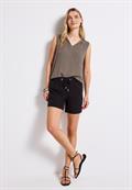 Top mit Split Neck dark tumbled beige
