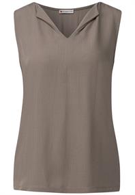 Top mit Split Neck dark tumbled beige