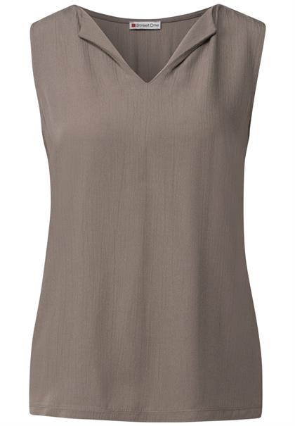 Top mit Split Neck dark tumbled beige