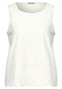 Top mit Stickerei off white