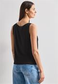 Top mit U-Boot-Ausschnitt und Schulterdetail black