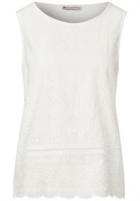 Top mit Zierstickerei off white