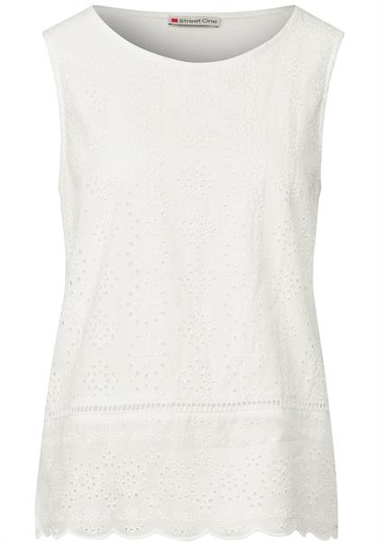 Top mit Zierstickerei off white