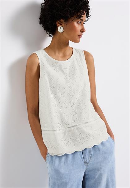 Top mit Zierstickerei off white