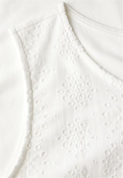 Top mit Zierstickerei off white
