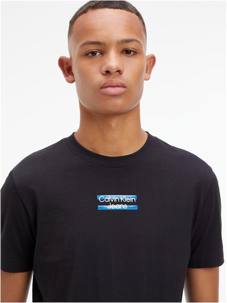 TRANSPARENT STRIPE LOGO TEE ck black
