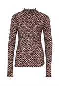 transparentes Shirt mit Stehkragen blackcamel