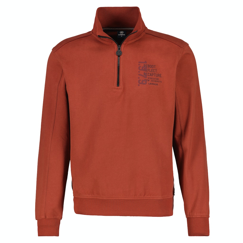 Lerros Herren Pullover 2284447 Rusty Red - stehkragen