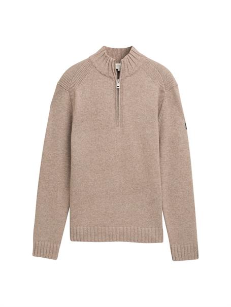 Troyer Pullover mit Ripp-Details parasol brown melange