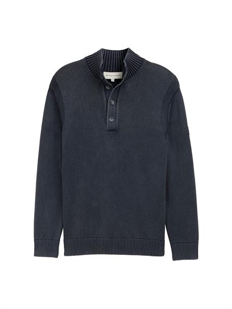 Troyer Strickpullover im Washed-Look aus Baumwolle sky captain blue