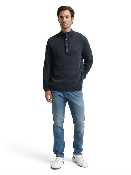 Troyer Strickpullover im Washed-Look aus Baumwolle sky captain blue