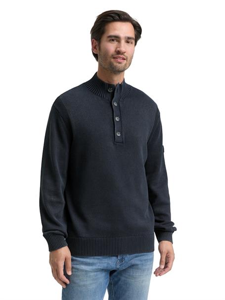 Troyer Strickpullover im Washed-Look aus Baumwolle sky captain blue