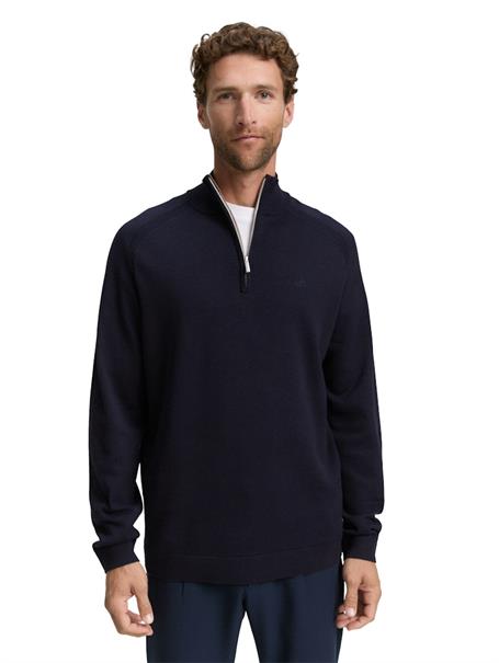Troyer Strickpullover mit Logo-Stickerei knitted navy melange