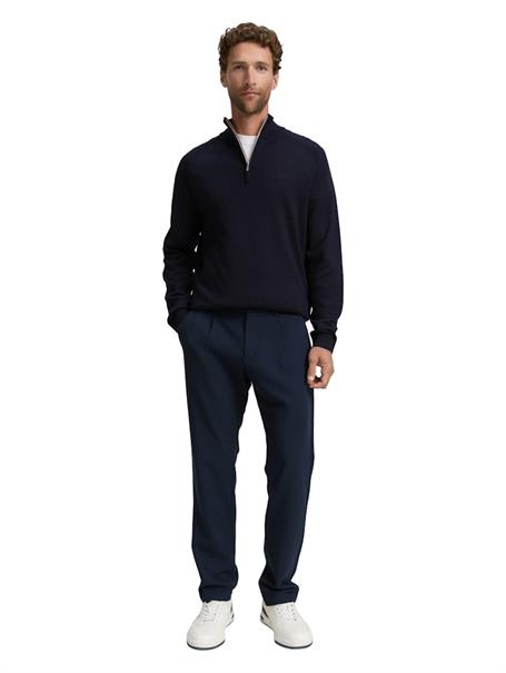 Troyer Strickpullover mit Logo-Stickerei knitted navy melange