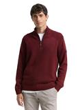 Troyer Strickpullover mit Ripp-Details bordeaux melange