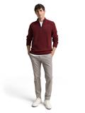 Troyer Strickpullover mit Ripp-Details bordeaux melange
