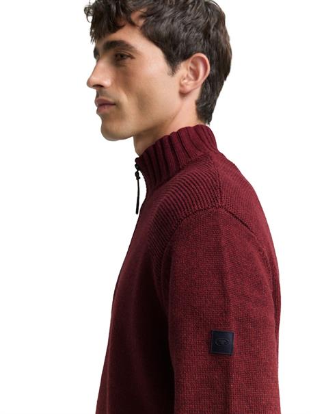 Troyer Strickpullover mit Ripp-Details bordeaux melange