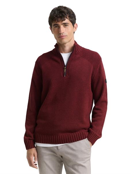 Troyer Strickpullover mit Ripp-Details bordeaux melange