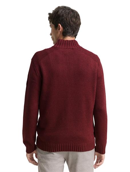 Troyer Strickpullover mit Ripp-Details bordeaux melange