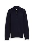 Troyer Strickpullover mit Ripp-Details knitted navy melange