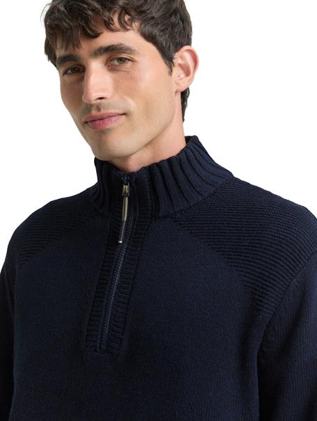 Troyer Strickpullover mit Ripp-Details knitted navy melange