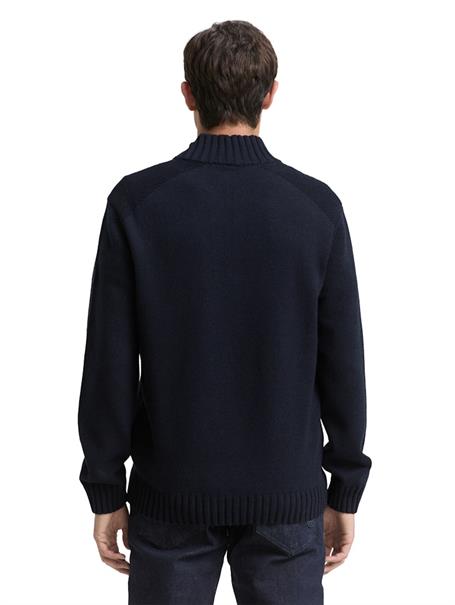 Troyer Strickpullover mit Ripp-Details knitted navy melange