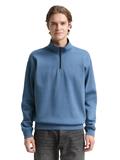 Troyer Sweatshirt mit Logo-Badge dusty denim blue