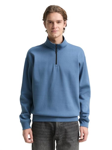 Troyer Sweatshirt mit Logo-Badge dusty denim blue