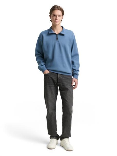 Troyer Sweatshirt mit Logo-Badge dusty denim blue