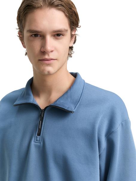 Troyer Sweatshirt mit Logo-Badge dusty denim blue