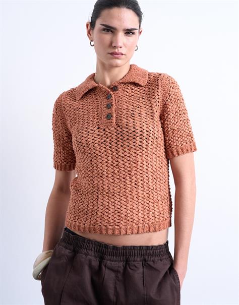 TSALICE SS POLO PULLOVER rust