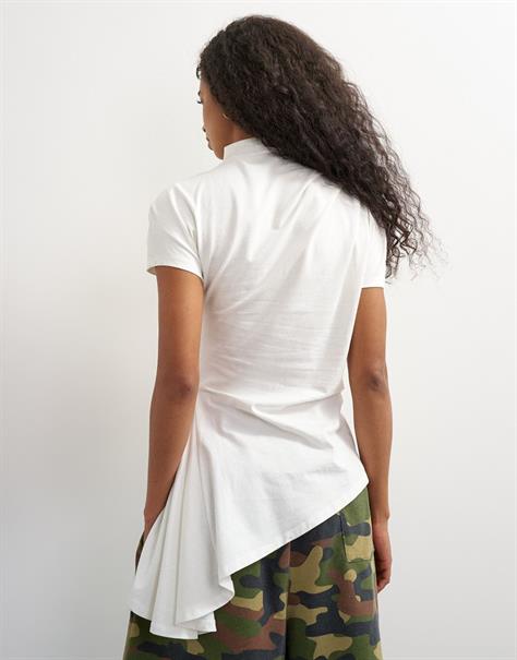 TSCAM ASYMMETRIC HIGH NECK TOP JRS ecru