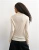 TSCAME RIBBED HIGH NECK L/S TOP JRS pearled ivory