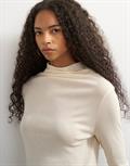 TSCAME RIBBED HIGH NECK L/S TOP JRS pearled ivory