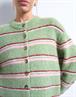 TSCARO STRIPE LS O-NECK CARDIGAN bright green