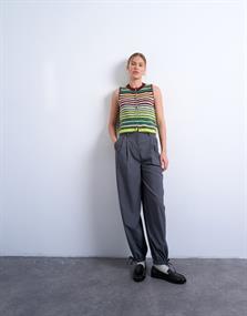 TSCARO STRIPE SL O-NECK VEST cocoa brown