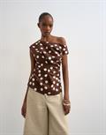 TSCASA CINCHED WAIST TOP WVN oatmeal