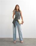 TSCLARA DRAPE SIDE TANK TOP JRS dark grey melange
