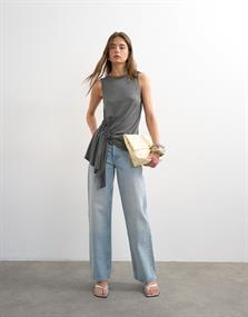 TSCLARA DRAPE SIDE TANK TOP JRS dark grey melange