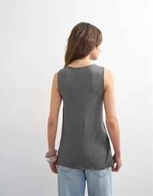 TSCLARA DRAPE SIDE TANK TOP JRS dark grey melange