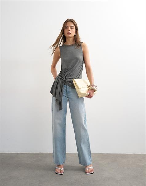 TSCLARA DRAPE SIDE TANK TOP JRS dark grey melange