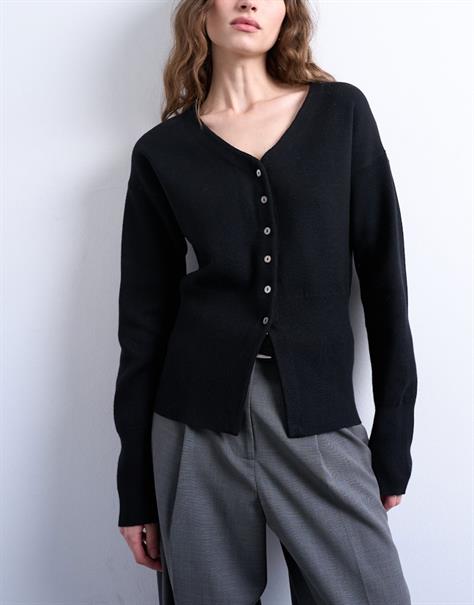 TSCOMPACT LS V-NECK CARDIGAN NOOS black