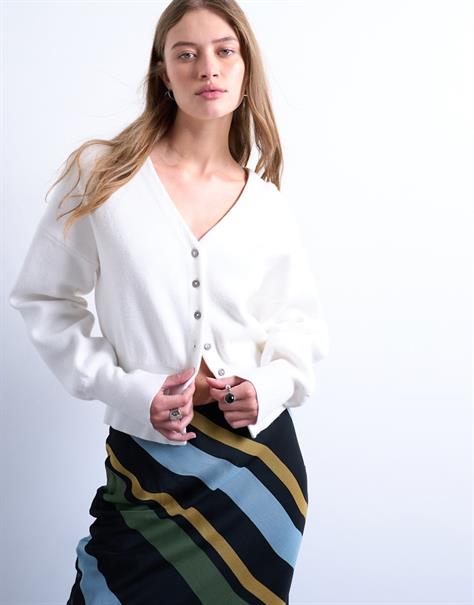 TSCOMPACT LS V-NECK CARDIGAN NOOS ivory cream