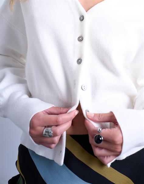 TSCOMPACT LS V-NECK CARDIGAN NOOS ivory cream