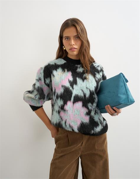 TSDENI BLURRED FLOWER JUMPER KNIT jet black
