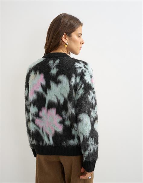TSDENI BLURRED FLOWER JUMPER KNIT jet black