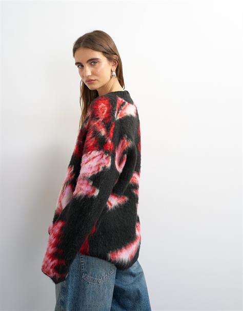 TSDIJA BRUSHED FLOWER JUMPER KNIT jet black