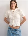 TSIVY SS COLLAR CARDIGAN pearled ivory
